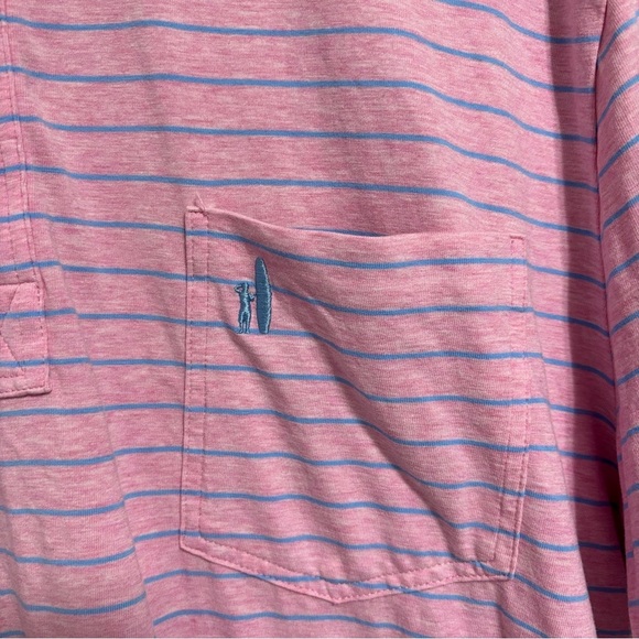 Johnnie-O Hangin' Out Men's Cotton T Shirt XL Pink Blue Stripe Polo Short Sleeve - Picture 2 of 9